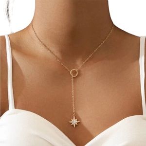 Gold Lariat Style Starburst Necklace